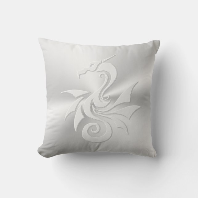 Embossed-look Tribal Dragon Throw Pillow (Front)