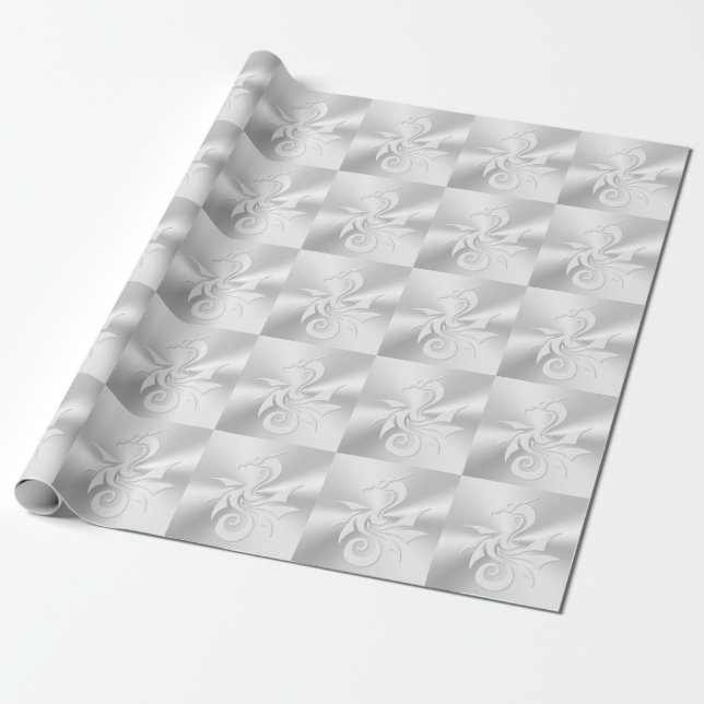 Embossed-look Tribal Dragon Wrapping Paper (Unrolled)