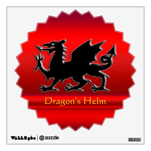 Embossed_looking Black Dragon on red chrome_effect Wall Decal