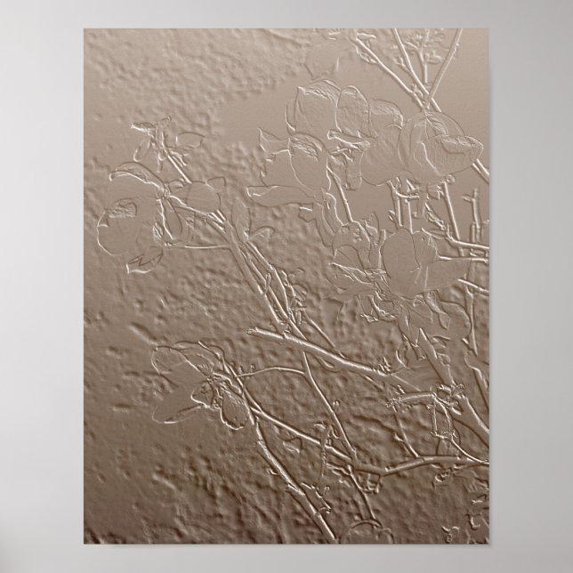 Embossed Magnolia Blossoms Floral Art Design  Poster (Front)