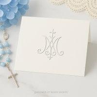Embossed Marian Monogram Catholic Notecard