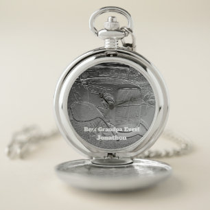 Embossed Metal Look Classic Car Pocket Watch