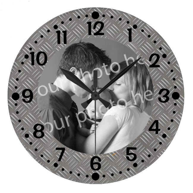 Embossed Metal Look Custom Photo Clock w/ Minutes