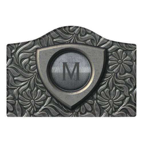 Embossed Metal Shield Monogram ID139 Door Sign