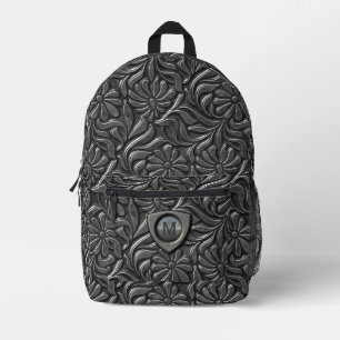 Embossed Metal Shield Monogram ID139 Printed Backpack