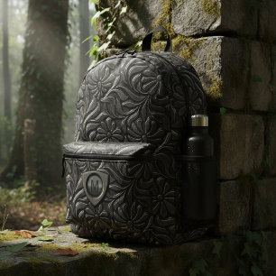 Embossed Metal Shield Monogram ID139 Printed Backpack