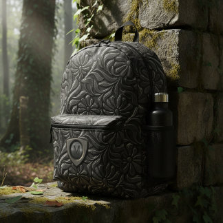 Embossed Metal Shield Monogram ID139 Printed Backpack