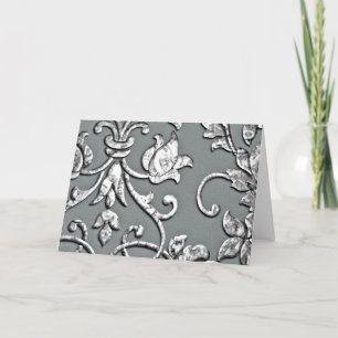 "Embossed Metallic" Damask Silver Card