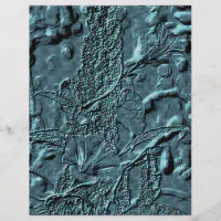 Embossed Morning Glory Blue Floral Scrapbook Paper