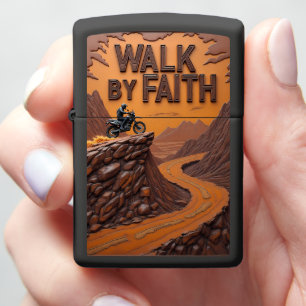 Embossed Motorcycle Cliff Edge Faith Zippo Lighter
