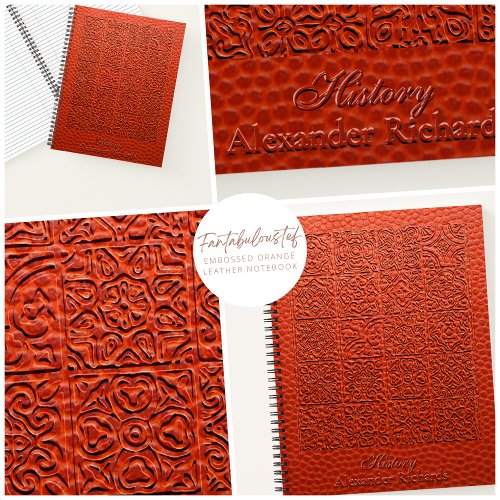 Embossed Orange Leather Notebook