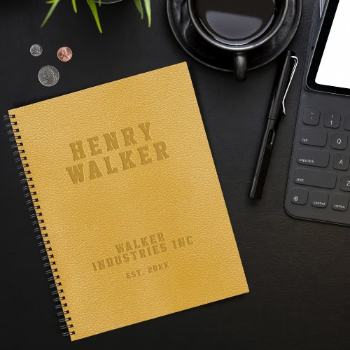 Embossed Personalized Gold Yellow Vegan Leather  N Notebook