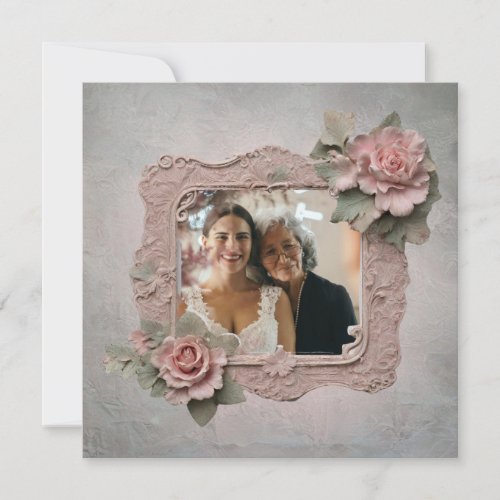 Embossed pink Rose Grandma photo frame Card