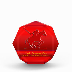 Embossed Polo Pony and Rider, red chrome-look Acrylic Award