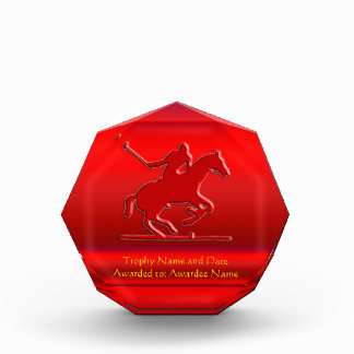 Embossed Polo Pony and Rider, red chrome-look Acrylic Award