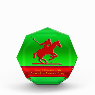 Embossed Polo Pony and Rider, red chrome-look Award
