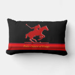 Embossed Polo Pony And Rider, Red Chrome-look Lumbar Pillow at Zazzle