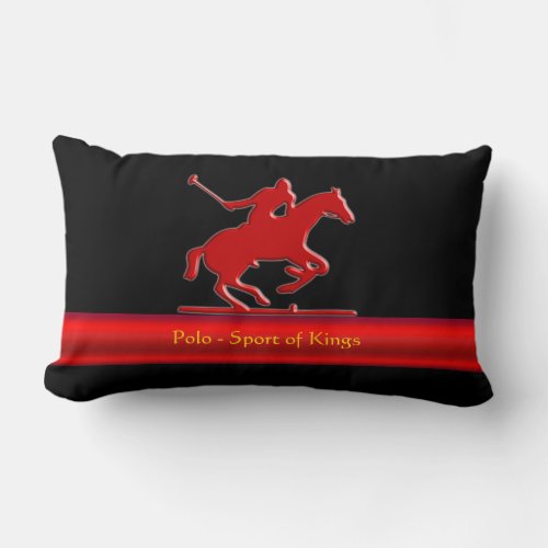 Embossed Polo Pony and Rider red chrome_look Lumbar Pillow