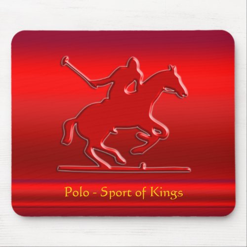 Embossed Polo Pony and Rider red chrome_look Mouse Pad