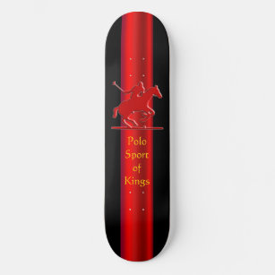 Embossed Polo Pony and Rider, red chrome-look Skateboard