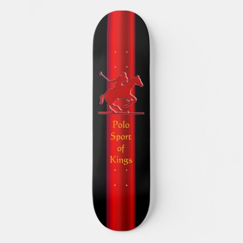 Embossed Polo Pony and Rider red chrome_look Skateboard