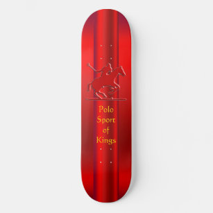 Embossed Polo Pony and Rider, red chrome-look Skateboard Deck