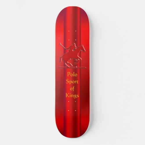 Embossed Polo Pony and Rider red chrome_look Skateboard Deck