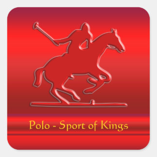 Embossed Polo Pony and Rider, red chrome-look Square Sticker