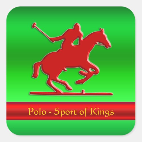 Embossed Polo Pony and Rider red chrome_look Square Sticker