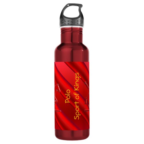 Embossed Polo Pony and Rider red chrome_look Water Bottle