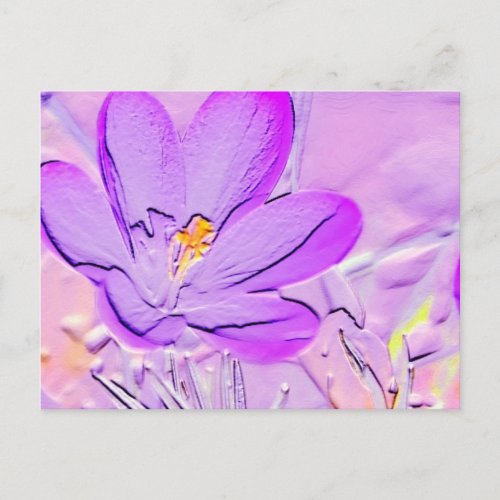 Embossed Purple Crocus Postcard