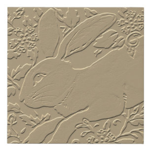 Embossed Rabbit Bunny Tan Minimal Sculpted Easter Faux Canvas Print