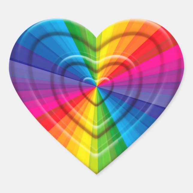 Embossed Rainbow Heart Sticker (Front)