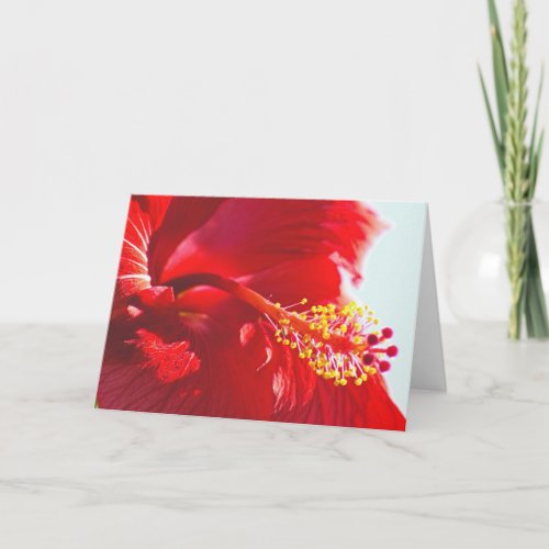 Embossed Red Hibiscus Flame Card