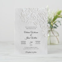 Embossed Roses Deckled Edge Sage Wedding 