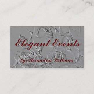 "Embossed Roses in Gray" Business Card