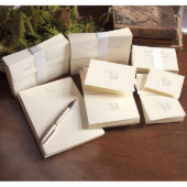 Embossed Script Monogram Personalized Stationery (Front)