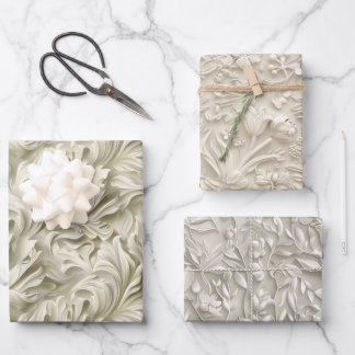 Embossed Shades of Off White Wrapping Paper Sheets