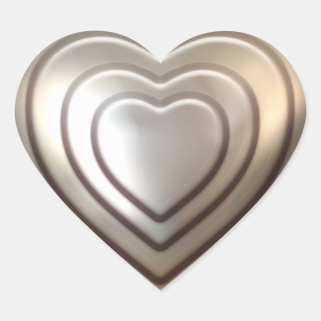 Embossed Silver Heart Sticker (Front)