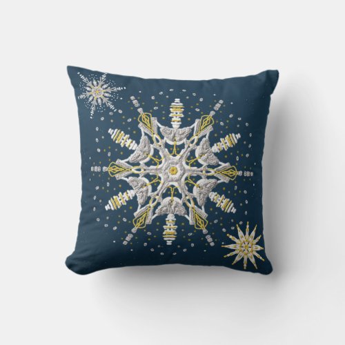 Embossed Snowflakes Throw Pillow