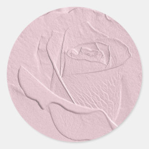 Embossed Soft Pink Rose Classic Round Sticker