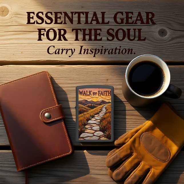 Embossed Stone Path Golden Hill Sunrise Zippo Lighter (Creator Uploaded)