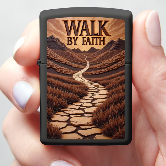 Embossed Stone Path Valley Walk Zippo Lighter (In Hand)
