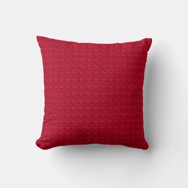 Embossed Swirls Throw Pillow, Raspberry Red Pillow (Front)