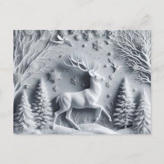 Embossed Texture with Deer Winter
