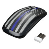 Embossed Thin Blue Line Flag Wireless Mouse (Angled)