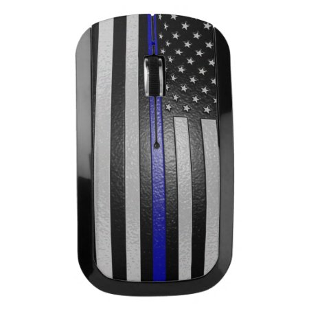 Embossed Thin Blue Line Flag Wireless Mouse