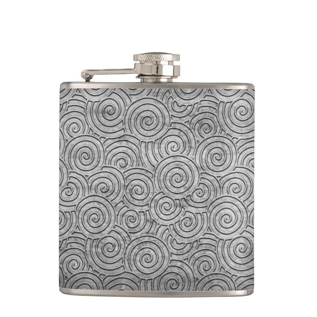 Embossed Twirl White Texture Hip Flask (Front)