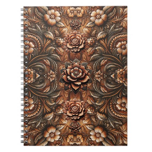 Embossed Vintage Floral Faux Leather Look Notebook