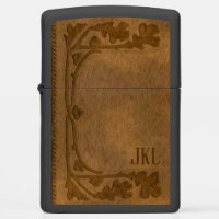 Embossed Vintage Leather with Monogram Zippo Lighter